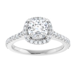 Platinum 6 mm Cushion Forever Oneâ„¢ Moissanite & 1/3 CTW Diamond Engagement Ring